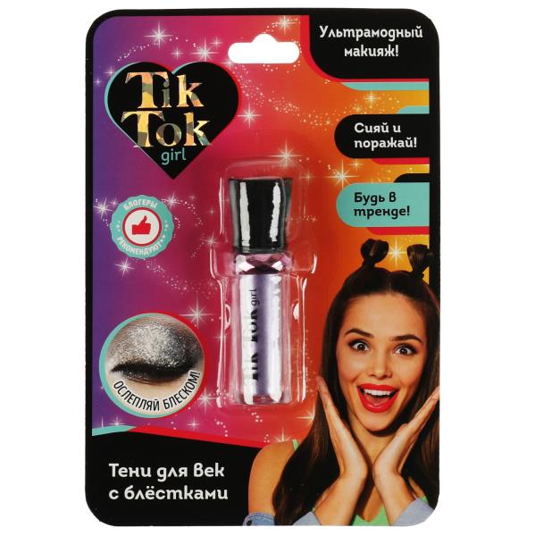 Тени для век TIK TOK GIRL с блестками фиолет роликовый
