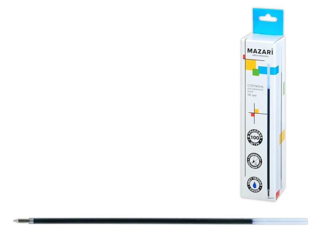 Стержень д/шар. ручек СИНИЙ Mazari 140мм. (уп.100)