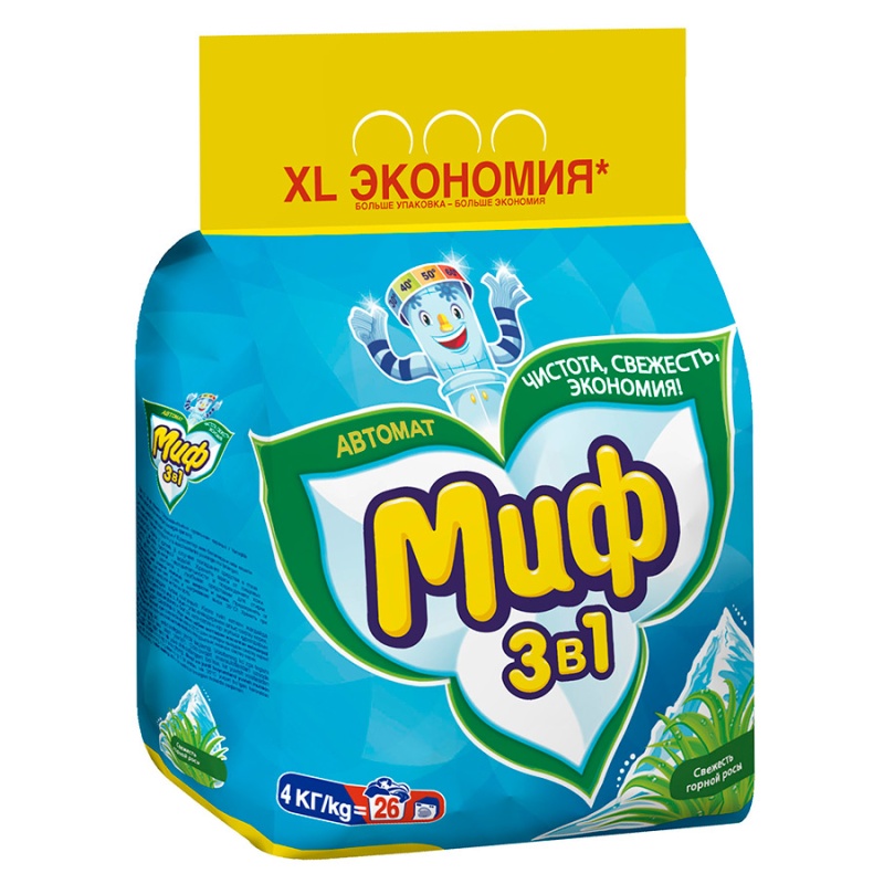 Стир.порошок МИФ авт. 4кг. 3в1 Свежесть алоэ