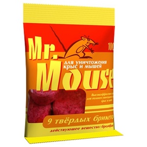 Приманка от грызунов MrMouse 100гр. тверд.брикет парафинир. (50)