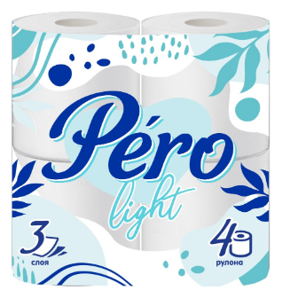 Туалетная бумага Pero Light 3сл. 4рул. Белая (12)