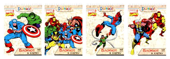 Блокнот А5 48л. клетка, Marvel Comics, карт.обл., на гребне, глянц. УФ лак