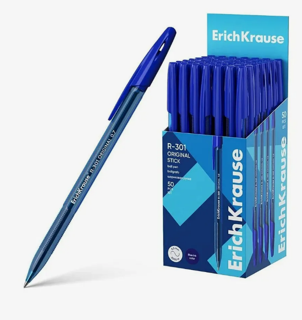 Ручка шар. СИНЯЯ Erich Krause R-301 Stick Original (уп.50)