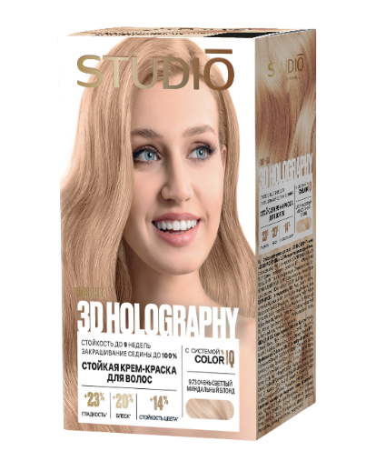 Краска д/волос Studio 3D Color`IQ 9.73 Очень светлый миндальный блонд (6)