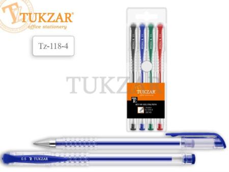 Набор гел. ручек 4цв. Tukzar Dune прозр.корп.0,5 мм. 130mm.