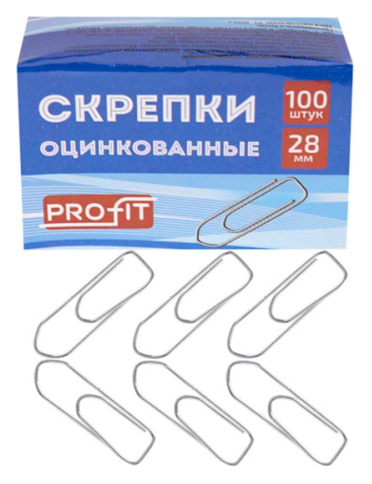 Скрепки 28мм/100шт. TM"Profit" мет. оцинк.