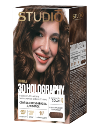 Краска д/волос Studio 3D Color`IQ 6.00 Натуральный темно-русый (6)