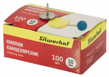 Кнопки канцелярские 100шт. 10мм Silverhof