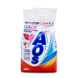 Стир.порошок AOS авт. 3кг. Колор для сложных пятен