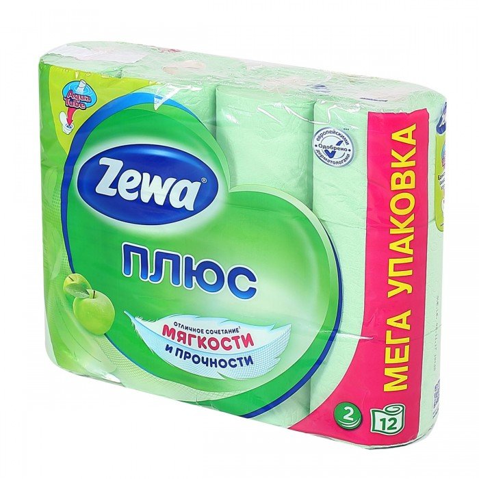 Туалетная бумага Zewa Плюс 2сл. 12рул. Яблоко (7)