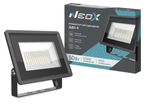 Прожектор св/д Neox 50W 3550lm 6500K 177*154*25 датч. освещ.IP65 3990
