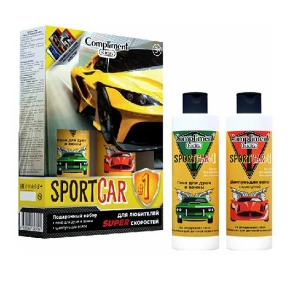 ПН/ДЕТ №1168 Sportcar#1 желтый (Пена д/д и ванны 250мл+Шамп.д/вол.с календулой 250мл+Магнит)