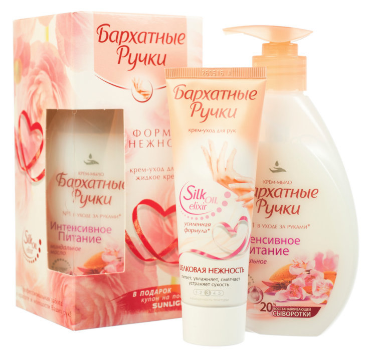 ПН/ЖЕН. Бархатные ручки Формула нежности (Мыло жидк. 240мл. +крем д/рук 72мл.)