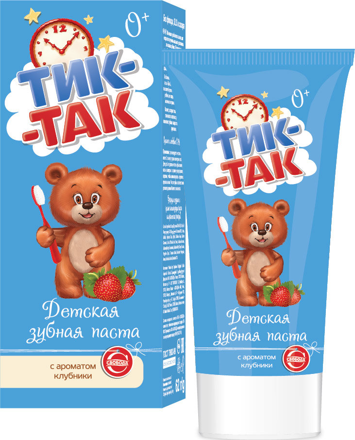 Зубн.паста Свобода Тик-Так 62г. Клубника 0+ (24)