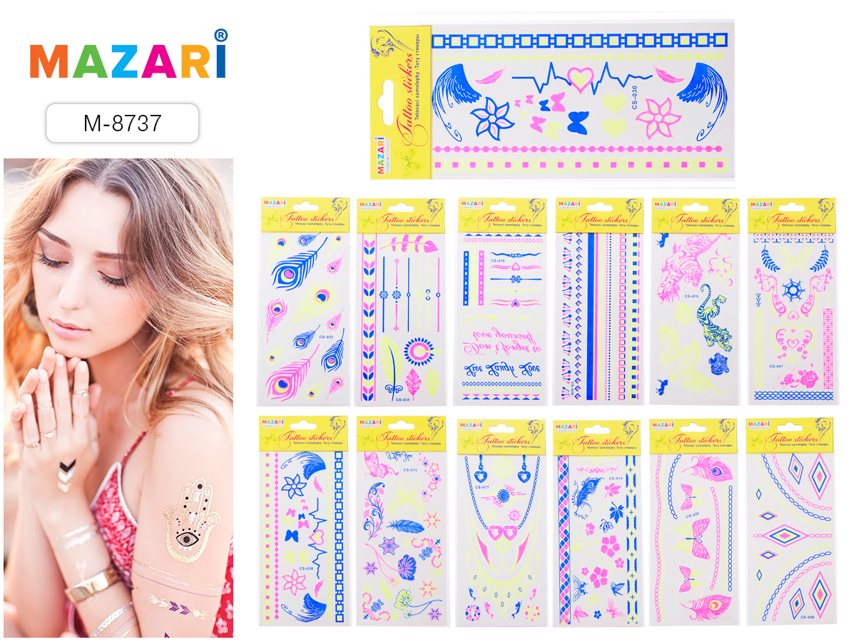Флэш тату Mazari Флуоресцентные 15*24