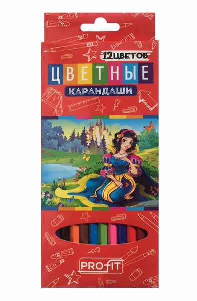 Набор цв. карандашей 12цв. TM "Profit" Сказочные Принцессы