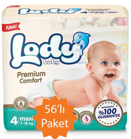 Подгузн. Lody Baby --4-- 7-18кг. 56шт. Макси