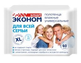 Салфетки влажные ЭКОНОМ 60шт Для всей семьи Полотенца (16)