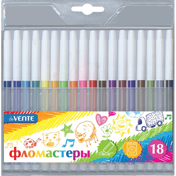 Фломастеры 18цв. DeVente Cosmo невент.колп. блистер