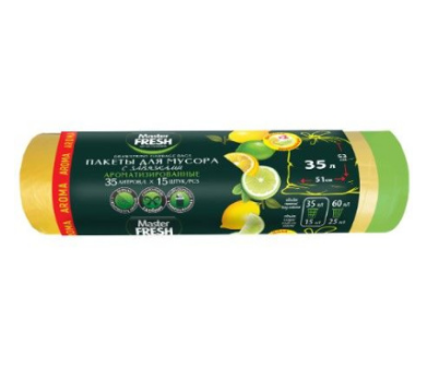 Мешок для мусора 35л./15шт. Master FRESH aroma с завязками (30)