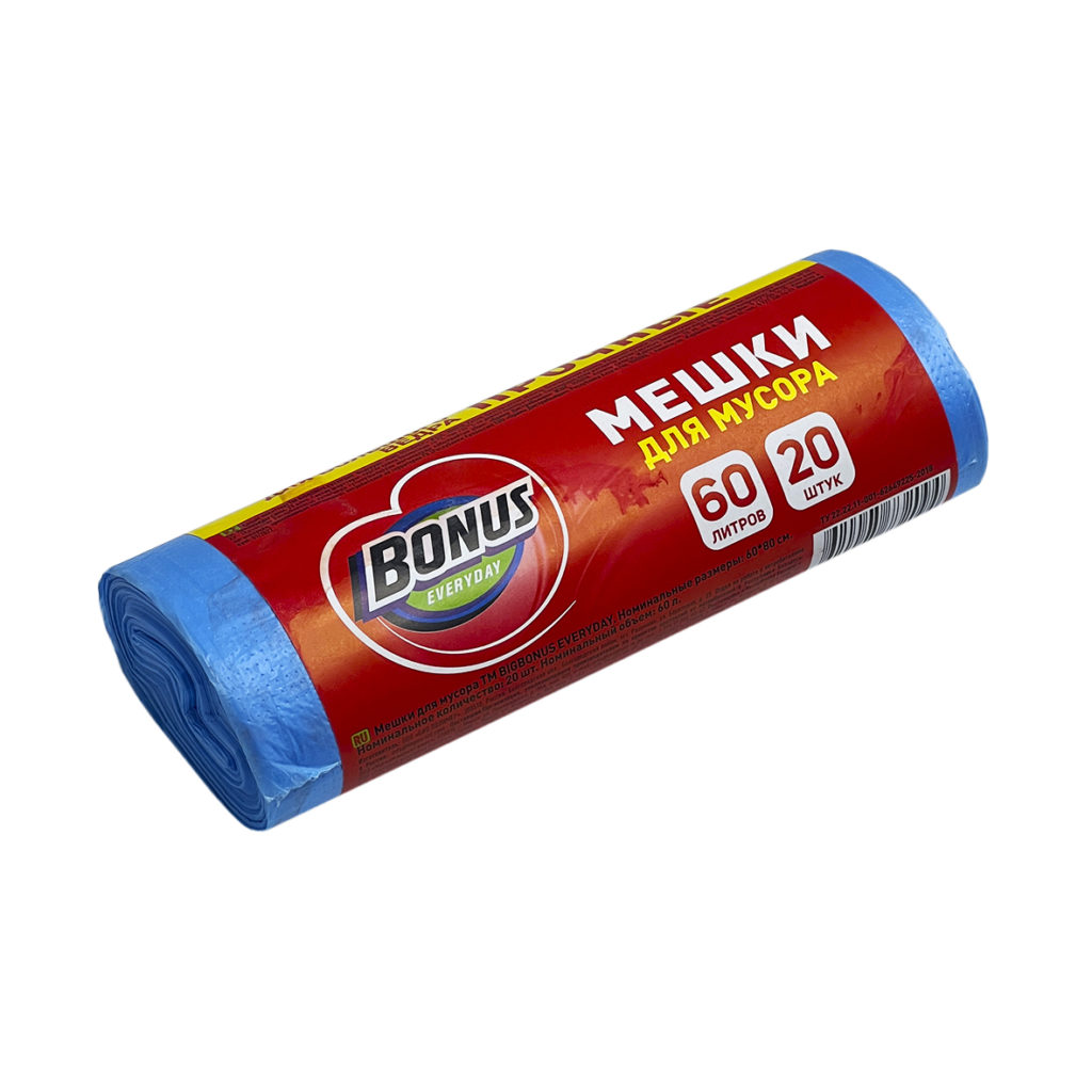 Мешок для мусора 60л./20шт. Bonus синие