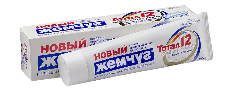 Зубн.паста Новый жемчуг 100мл. тотал 12 Нежное отбеливание в/ф