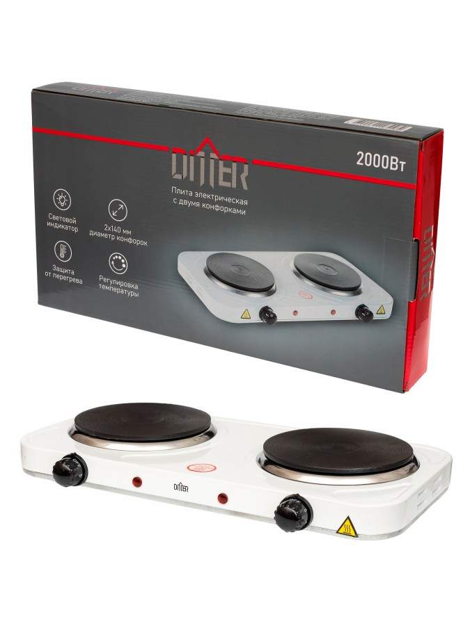 Плитка эл. Ditter 2конф, 2кВт, диск белая (6)