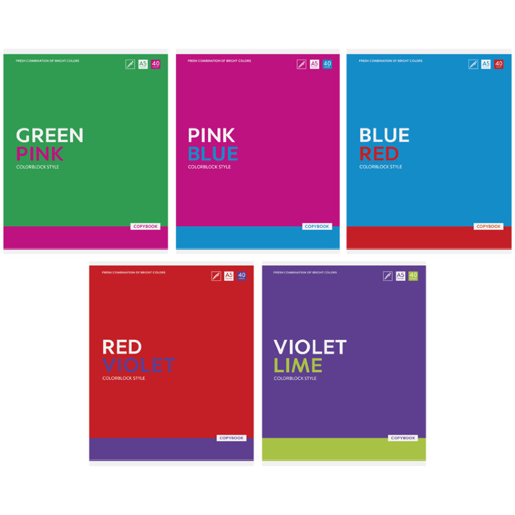 Тетрадь 40л. КЛ. ArtSpace Моноколор. Colorblock
