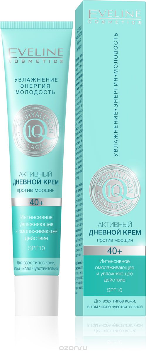 Крем Eveline 50мл. День 40+ Активный против морщин Bio hyaluron+Q10+Коллаген