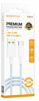 Кабель USB Type-C 1м 3А синий BX117 Borofone