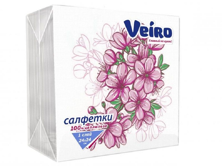 Салфетки бумажные 100л 1 слой 24*24 Veiro Рисунок