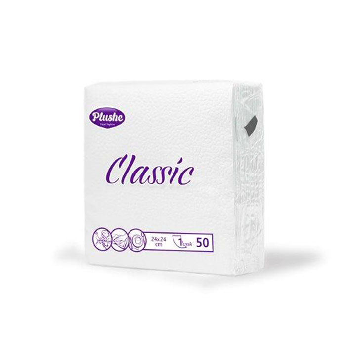 Салфетки бумажные 50л. белые Plushe (30)