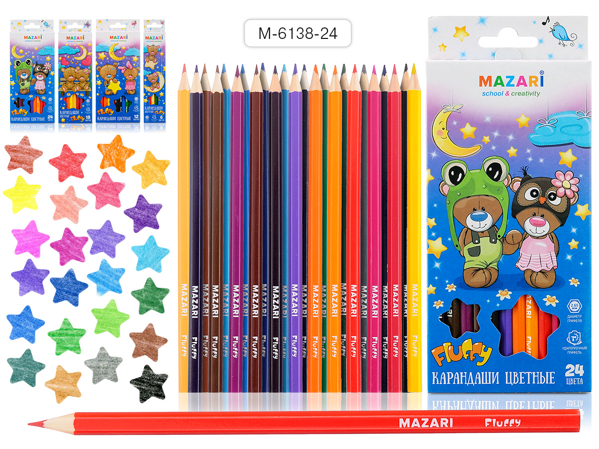 Набор цв. карандашей 24цв. Mazari Fluffy