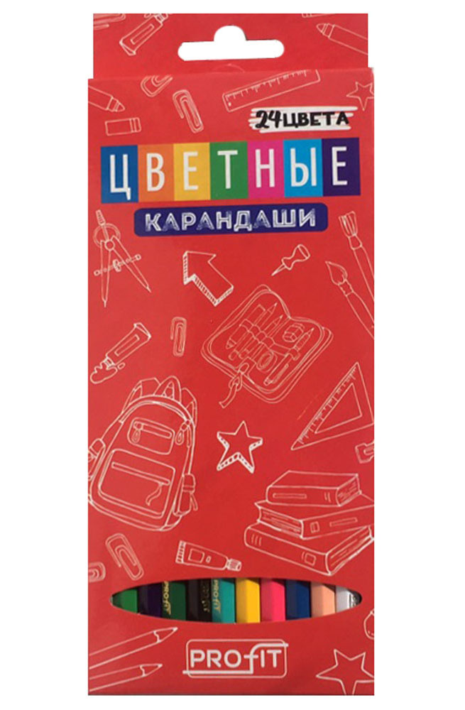 Набор цв. карандашей 24цв. TM "Profit" Школа