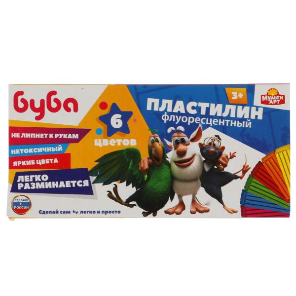Пластилин воск 6цв. Буба неон 90г.