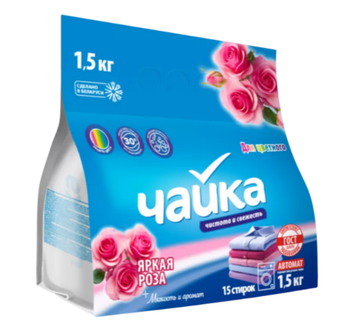 Стир.порошок Чайка авт. 1,5кг. для цветного Яркая роза (8)