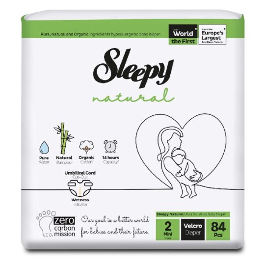 Подгузн. Sleepy Natural --2-- 3-6кг. 84шт. Мини