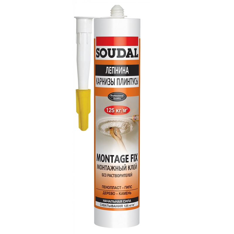 Клей жидкие гвозди SOUDAL 300мл. Montage Fix быстроотверждающий белый