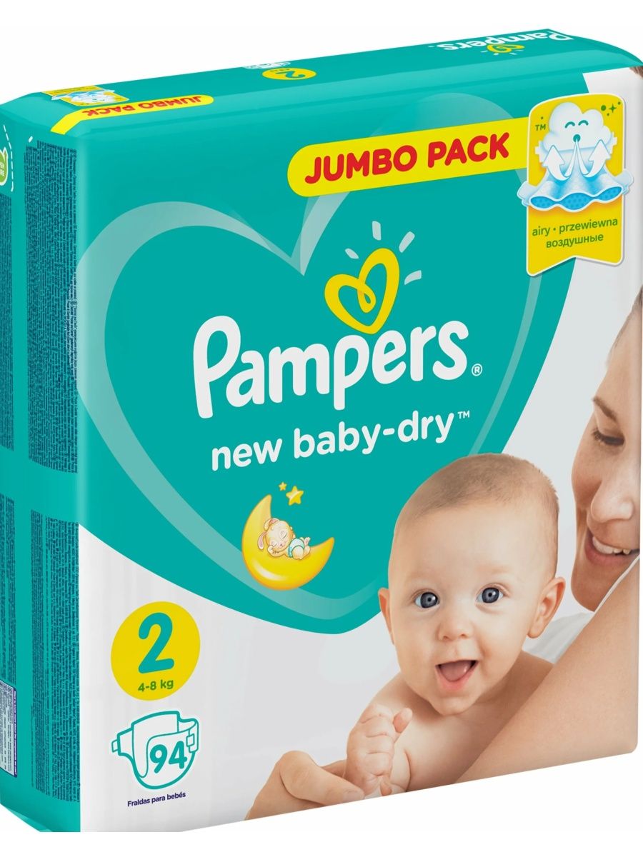Подгузн. Памперс New Baby-Dry --2-- 94шт. Newborn 4-8кг.