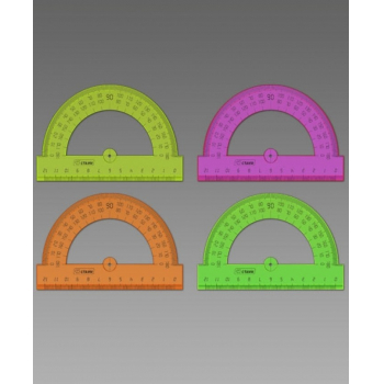 Транспортир пласт. 12см  NEON Cristal ассорти