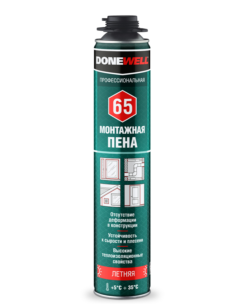 Пена монтажная Donewell 65 проф летняя 1л.