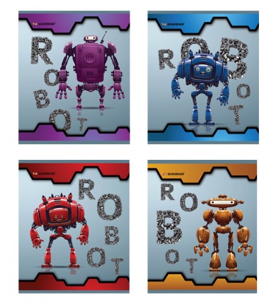 Тетрадь 48л. КЛ. Silwerhof "Robots", 4 дизайна, обл.мел.картон