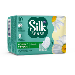 Прокладки Ола Нормал Silk Sense WINGS SINGLES толстые Ромашка 10шт. (30)