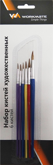 Кисть д/рисования 6шт. четные номера