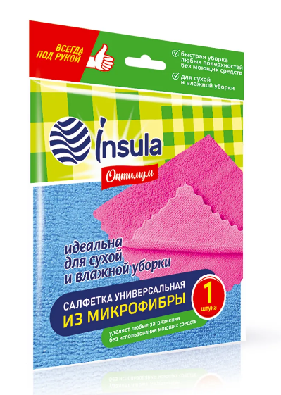 Салфетка микрофибра INSULA 1шт. Оптимум