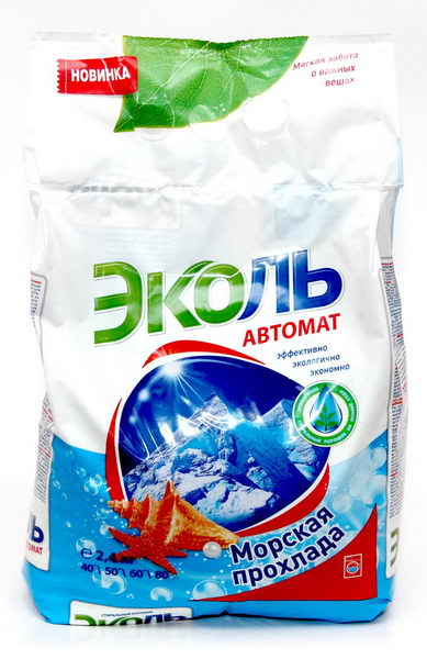 Стир.порошок Эколь авт. 2,4кг. Морская прохлада