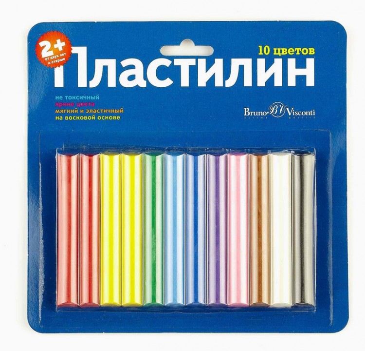 Пластилин воск. 10цв. Silwerhof 200гр. Multicolor