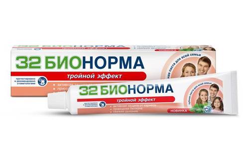 Зубн.паста 32-бионорма 125мл. Тройной эффект