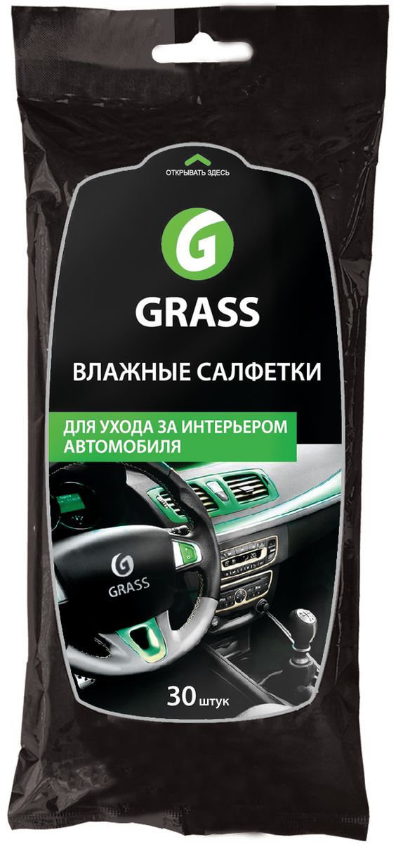 Салфетки влажные Grass 30шт. Для ухода за интерьером авто