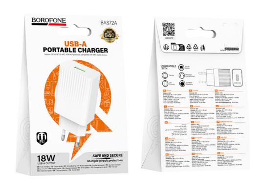 Сетевое зарядное устройство 18W белый Borofone BAS72A